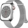 5a3af9e83dffd2fa OULUOQI Compatible with Apple Watch Band Series 9, Ultra/Ultra 2, SE 8 7 6 5 4 3 2 1 38mm 40mm 41mm 42mm 44mm 45mm 49mm Women and Men, Stainless Steel Milanese Loop Magnetic Clasp Replacement for
