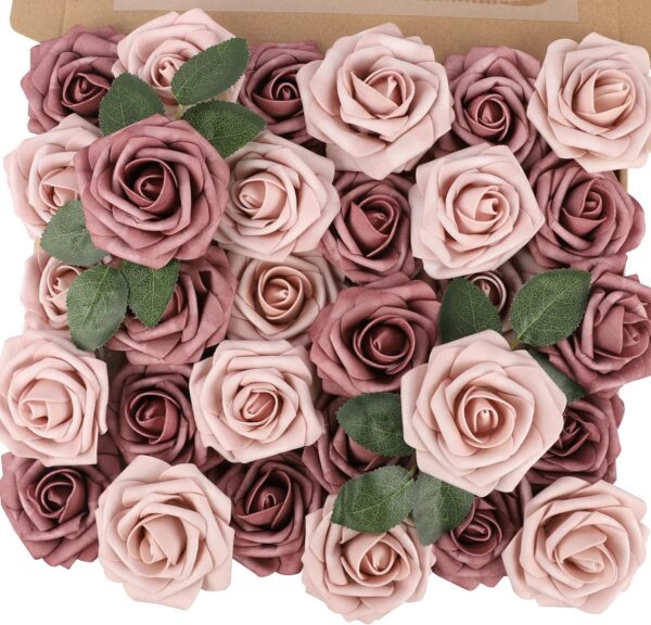 5a3b405d63557cb8 MACTING 30PCS Artificial Glitter Flowers, Black Fake Roses with Stem for Valentines Day Tree Ornaments Party Wreath Home Spring Indoor Decorations