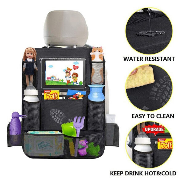 Seat Organizer Multifunctional Oxford Fabric Car Back Multi Pocket Storage Bag with Tablet Holder Protector for Kids