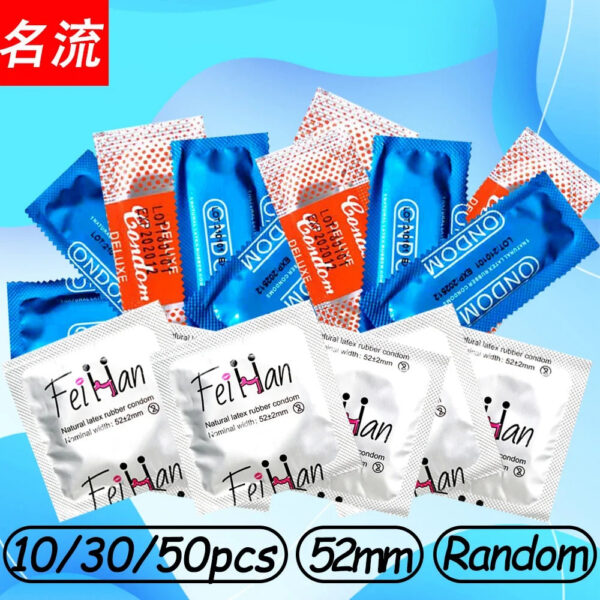 10/30/50pcs Condom 52mm Ultra Thin Cock Penis Sleeve Natural Latex Lubrication Contraception Supplies Adults Safer Sex Products