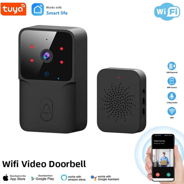 5a5fe8d4b33227f2 Tuya Wireless Video Doorbell Camera WIFI Night Vision Smart Home Security Outdoor HD Door Bell Two Way Intercom Voice Change