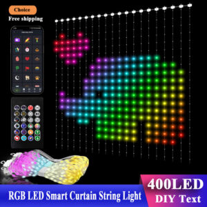 5a75bb7696962842 App DIY Picture Text Led Display Smart String Light RGB LED Bluetooth Control Curtain Lights