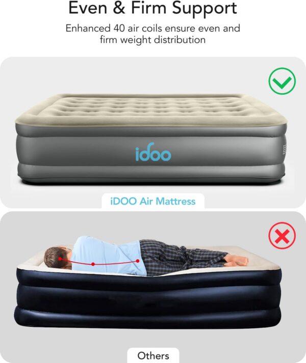 iDOO Air Mattress Queen with Built in Pump, Blow up Mattress, Inflatable Mattress Queen Size for Guests, Home, Camping, 3 Mins Inflation/Deflation, Upgraded Colchones Inflables, Comfort Air Bed