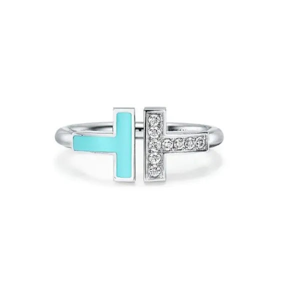 2024 designer ring Double Ring Serling Sier Plaed Rose Gold Opening Inlaid With Diamond Half Wedding Anniversary for women gift with boxq1