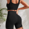 Seamless Yoga Workout Sets for Women 2 Pieces Gym Suits Ribbed Crop Tank High Waist Shorts Outfits Fiess Running