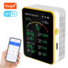 5aa765ebc3900439 Tuya WiFi 15 in 1 Air Quality Detector Household Portable AQI PM0.3 PM1.0 PM2.5 PM10 CO CO2 TVOC HCHO Tester with Alarm Function