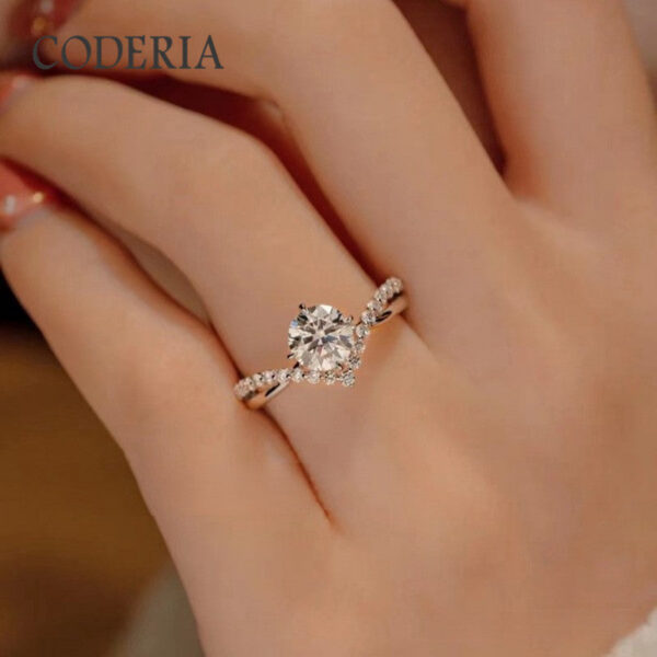 Pass Diamond Test D Color 1 Carat Moissanite Wedding Ring High Quality White Gold Rings Fashion Sterling Sier Jewelry