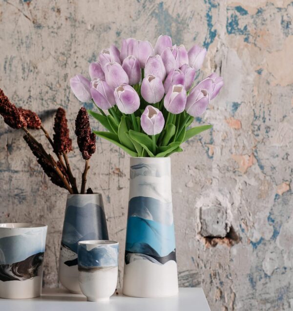 5aea6689b855c291 IPOPU Real Touch Purple Tulips 24PCS Artificial Flowers for Decoraion Fake Tulips Light Purple Flowers Floral Arrangements Artificial Faux Tulips Decor for Table Home Kitchen Decor (Light Purple)