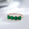 5b0b05b2ba322736 100% rose Gold Ring for Women Natural emerald gemstone Jewelry De Bizuteria Anillos Mujer Gemstone gold Rings Box