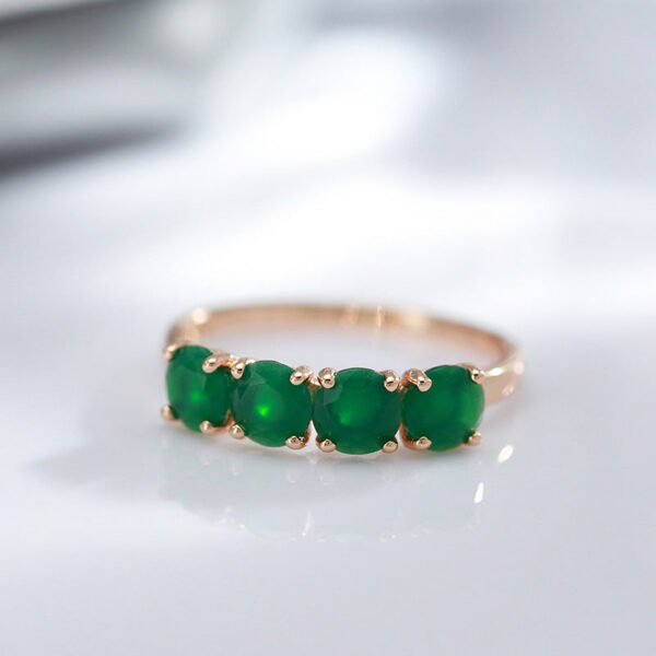 5b0b05b2ba322736 100% rose Gold Ring for Women Natural emerald gemstone Jewelry De Bizuteria Anillos Mujer Gemstone gold Rings Box