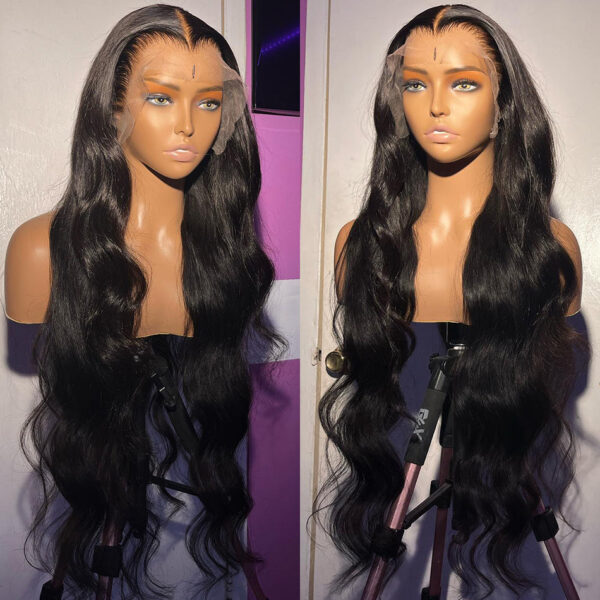 5b27dd539a91a836 30inch 13x4 Body Wave Front PrePlucked Brazilian Human Hair Frontal Wigs For Women 4x4 Lace Closure Wig