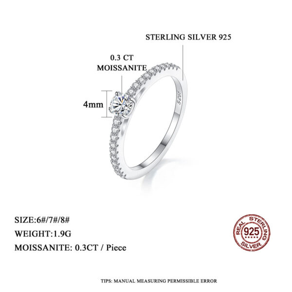 Real Sterling Sier Small Moissnaite Ring For Women Simple Sparkling Round 0.3CT Certificated Lab Diamond Finger Rings