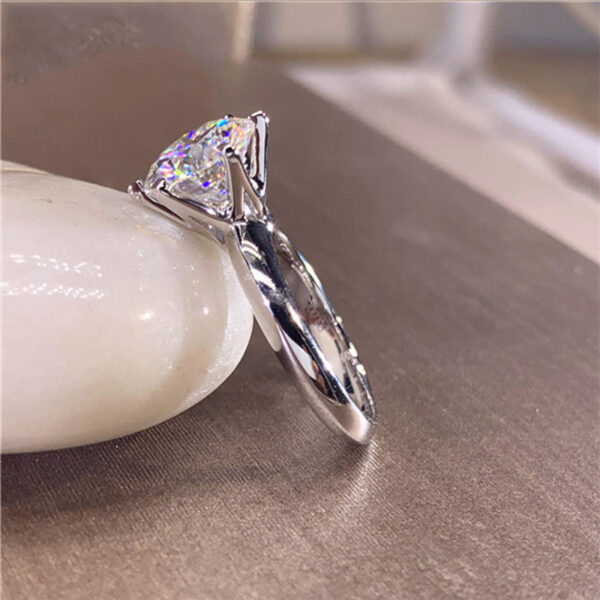 Classic 6 Prongs 5 Carat Round Moissanite Ring Sterling Sier Plated 14K Gold High Clarity D Color Diamond Rings Woman Jewelry
