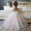 New Lace Tulle Flower Girls Dresses Up White for Child Wedding Parti Bridesmai Maxi Ball Gown Communion Evening