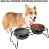 Y YHY Ceramic Raised Pet Bowls 12 oz Capacity 2.75” Height Sturdy Metal Stand, Grey