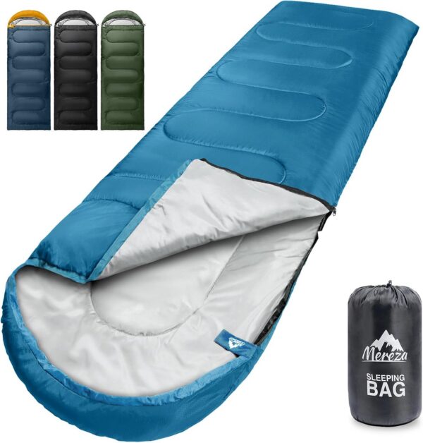 5b570a8c8be81647 MEREZA Sleeping Bags XL for Adults Cold Weather Mens Large Wide Sleeping Bag for Big and Tall Girls Boys with Compression Sack for Camping Backpacking Warm & Cool Weather