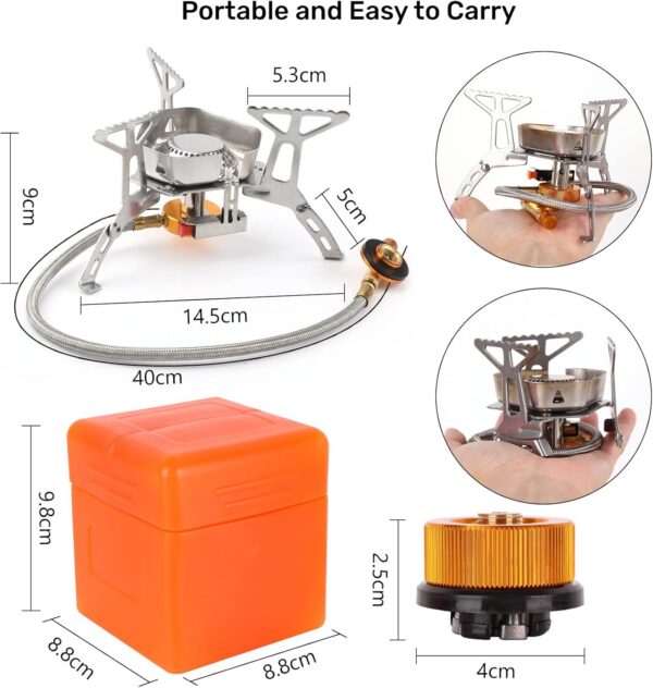 5b5f3d635bb8a689 Colmthys Camping Gas Stove, Portable Windproof Backpacking Burner Cooking Stoves 3500W for BBQ Outdoor Cooking Hiking Fishing Picnic with Piezo Ignition Adapters Converter