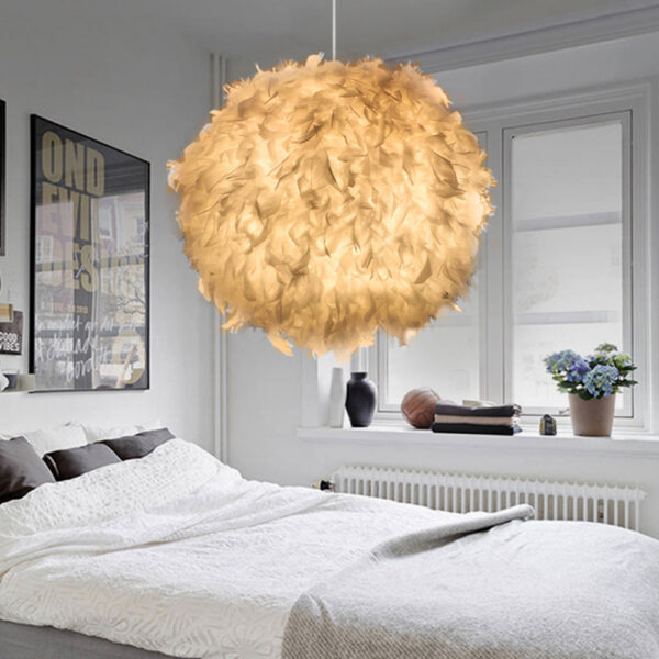 30cm Lamps Shades Feather Ceig Lamp E27 Bulb Pendant Desk Night Light for Living Room Wedding Party Decoration