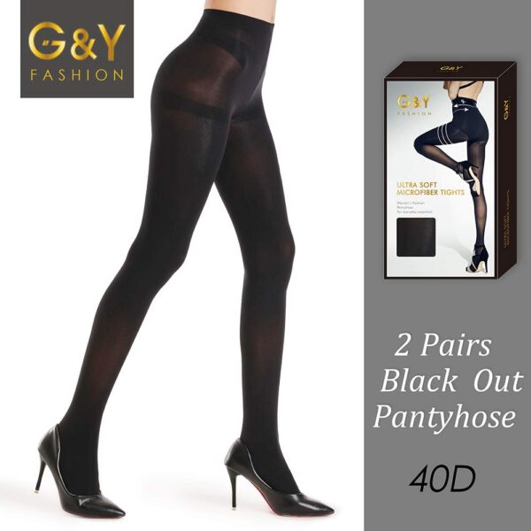 G&Y 2 Pairs Semi Opaque Tights for Women - 40D Microfiber Control Top Pantyhose