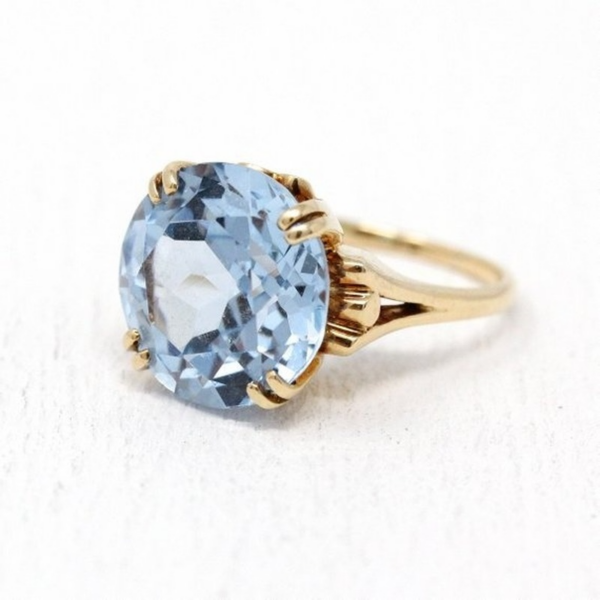 Simple Fashion Light Blue Diamond Female Romantic Engagement Ring Bride Princess Love Anniversary Gift Beach Party Jewelry