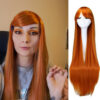 Long Straight Cosplay Wig Purple Black Red Pink Blue Dark Brown 100 Cm Synthetic Hair Wigs