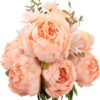 5b94ecb35d416384 Duovlo Springs Flowers Artificial Silk Peony Bouquets Wedding Home Decoration,Pack of 1 (Spring Red)