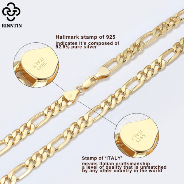 Rinntin Sterling 3.3mm Diamond-Cut Figaro Chain For Men Women Fashion Sier Necklace Jewelry SC34