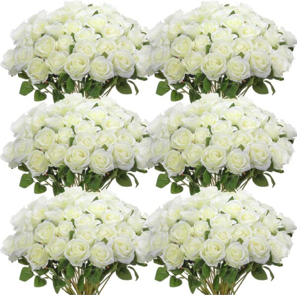5bac4d6d389566cd 50 Pcs Artificial Rose Flower Realistic Silk Roses with Stem Bouquet of Flowers Plastic Flowers Real Looking Fake Roses for Home Wedding Centerpieces Party Decorations (Blue)