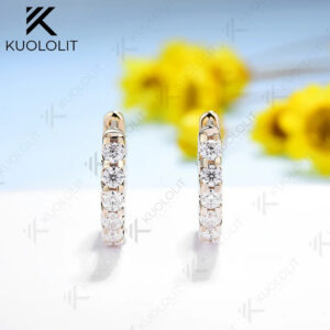 5bb0104863070ef0 Kuololit Moissanite Earrings for Women 18K 14K 10K Solid Gold White Gold 925 Silver Clip Hoop Square for Party Christmas Classic