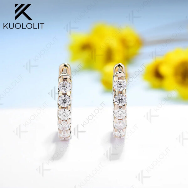 5bb0104863070ef0 Kuololit Moissanite Earrings for Women 18K 14K 10K Solid Gold White Gold 925 Silver Clip Hoop Square for Party Christmas Classic