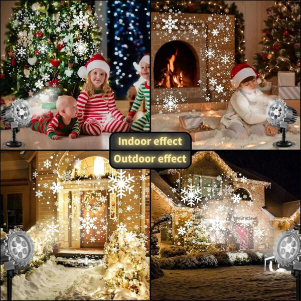 Upgraded HD Dynamic Snowflakes Projector Outdoor Christmas Projection Lamp Waterproof Snowfall LED Light