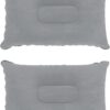 2 Pack Ultralight Inflatable Pillow Small Squared Flocked Fabric Air Pillow for Beach Hiking,Camping,Traveling,Napping,Desk Rest,Neck &Lumbar Support(Gray)