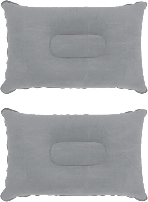 2 Pack Ultralight Inflatable Pillow Small Squared Flocked Fabric Air Pillow for Beach Hiking,Camping,Traveling,Napping,Desk Rest,Neck &Lumbar Support(Gray)