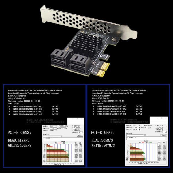 5bd6d57a8acc2fca 4 Port III PCIe Expansion 6Gbps SATA 3.0 to PCI-e 1X Controller PCI Express Adapter Add On Card PCI-E X4 X8 X16