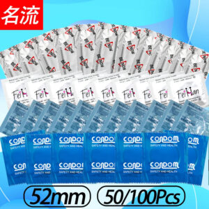 5be4360e17fe4e9b 50/100pcs Ultra Thin Condom 52mm Width Hyaluronic Acid Lubrication Penis Sleeves Contraception Supplies Adults Safer Sex Toy