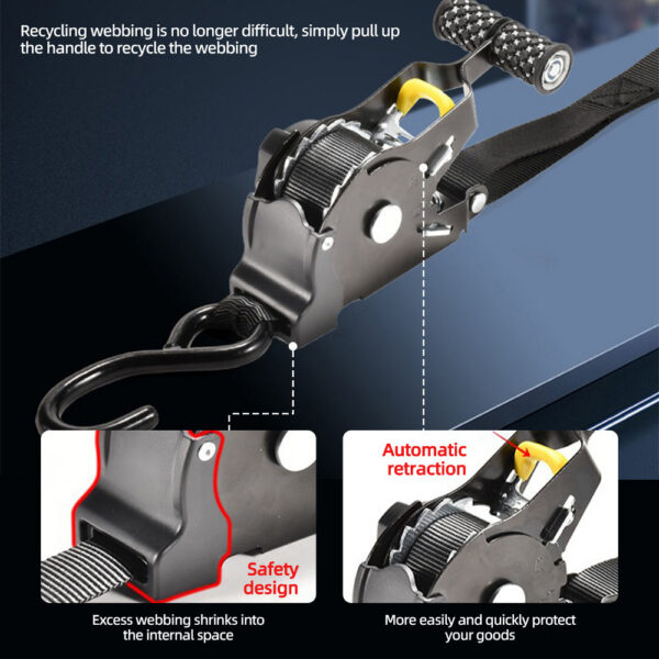 Auto Straps Cargo Tape Retractable Belts Load Lage Tensioner Belt Motorcycles Ratchet Strap For Car