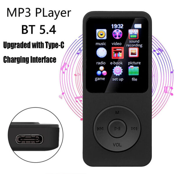 5bf90bbd743ee98b MP3 1.8 in Built-in Speaker HiFi Lossless Music Player Bluetooth 5.4 Type-C Walkman Support FM Radio E-Book Recording