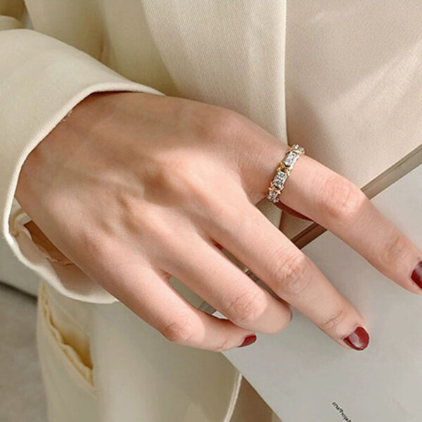 Sterling Sier Plated Gold X Cross Sixteen Stone Diamond Rings for Women Classic Fashion Brand Party Fine Jewelry