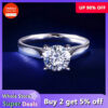 5c0d94459161ef5b 100% Certified White Gold Filled Solid Sier Ring 2.0ct Round Created Diamond Rings Women Wedding Accessories Jewelry