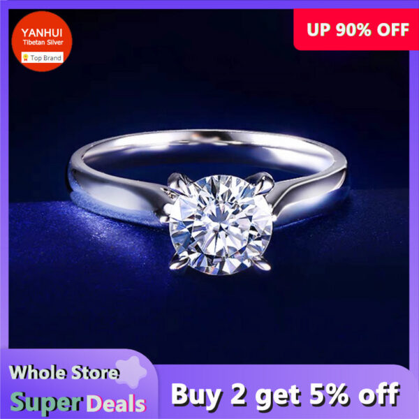 5c0d94459161ef5b 100% Certified White Gold Filled Solid Sier Ring 2.0ct Round Created Diamond Rings Women Wedding Accessories Jewelry