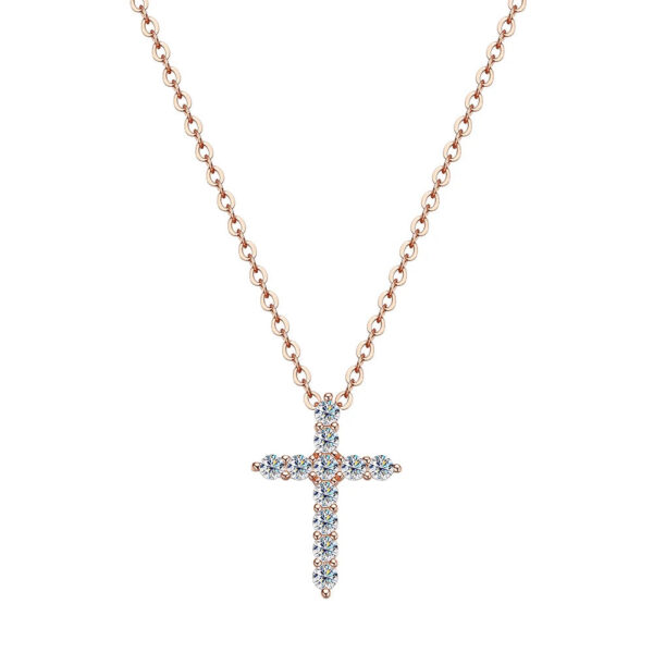 EWYA Real Moissanite Jesus Cross Pendant Necklace for Women Sterling Sier 2.5 3 4mm Diamond Chains Necklaces Fine Jewelry