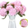 GREENTIME 13” Artificial Hydrangea Flowers Faux Hydrangea Bouquet with 7 Head 3.15” Tiny Hydrangea for Wedding Bouquet Party Home Decor DIY Baby Shower Centerpieces Tables Decoration(Blue)