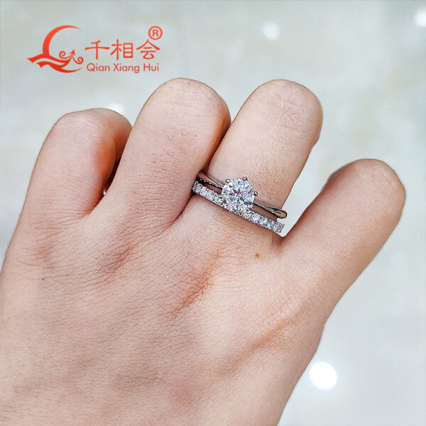 5c1b33a336e25be8 solid 2mm Full Eternity Ring Band Sterling Sier white Round Moissanite Diamond Jewelry gift dating party women