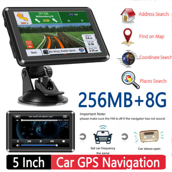 5c2709e175c610e3 5 Inch Car Truck Navigation FM Transmitter GPS Navigator 256MB+8G Free Update Europe Australia North America Map USB TF