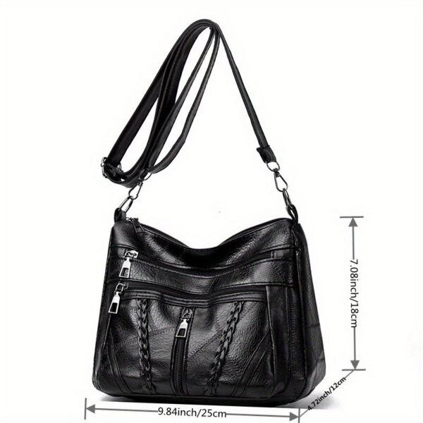 5c2730cc872b85b1 Braided Detail Crossbody Bag, Fashion Multi Pockets Purses, Vegan Leather Shoulder Bag For Middle-aged And Elderly Women