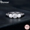 BAMOER 1.1CTTW Round Moissanite Platinum Plated for Women D Color VVS1 EX Lab Diamond Engagement Sterling Sier Ring