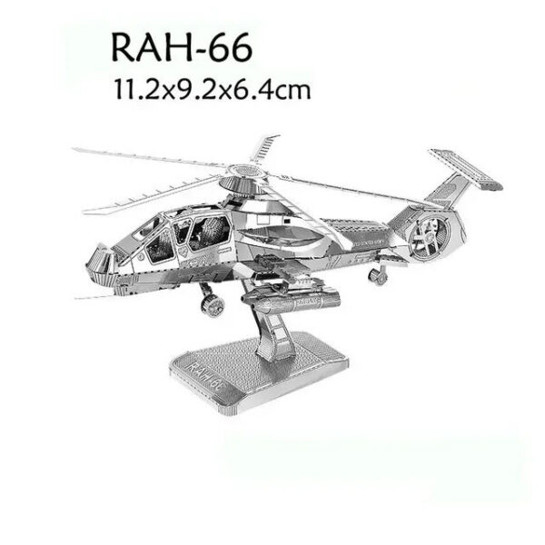 3D Metal Military J-20 J-10B SU-34 KA-50 Fighter UFO RAH-66 Helicopter DIY Handmade Assemble Model Jigsaw Puzzles