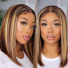 5c3f6474ddcdcb30 Highlight Straight Lace Front Wig Brazilian Short Bob Human Hair Wigs On Sale Clearance