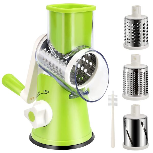 YNNICO Rotary Grater - Manual Mandoline Non-slip Suction Base, Vegetable Slicer
