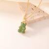 Classic Gold Plated Bear Necklace for Women Fashion Full Diamond Multi color Zircon Pendant Stainless Steel Chain
